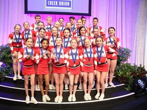 This cheer squad from Southwestern Ontario won a silver medal at the Cheerleading World Championships in Orlando, Florida. (Photo courtesy of Garrett Skinn)