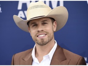 Dustin Lynch arrives at the 54th annual Academy of Country Music Awards at the MGM Grand Garden Arena on Sunday, April 7, 2019, in Las Vegas.