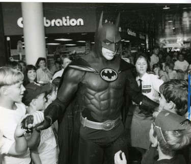 Batman appears at White Oaks mall, 1989. (London Free Press files)