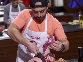 London native Rozin Abbas prepares a leg of lamb to cook a Middle Eastern ragout on Monday's premiere of MasterChef Canada, which he survived in pursuit of a $100,000 cash prize.