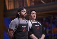 MasterChef Canada contestant Cryssi Larocque reacts as London native Rozin Abbas, left, is eliminated for failing to impress the judges on the CTV reality show in a replication challenge for the Spanish dish, fideuà, which is similar to paella.