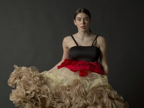 Lauren Dockx models a creation of Angela Lee in London. (Derek Ruttan/The London Free Press)
