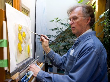 London artist Kevin Bice works in his Blackfriars area studio on a still life painting on Wednesday April 3, 2019. Bice will be one of the artists involved in the London artists' studio tour. Mike Hensen/The London Free Press/Postmedia Network