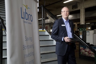 Libro Credit Union CEO Steve Bolton announced that a new branch will open at 874 Dundas St. in London, Ont. on Wednesday April 10, 2019. Derek Ruttan/The London Free Press/Postmedia Network