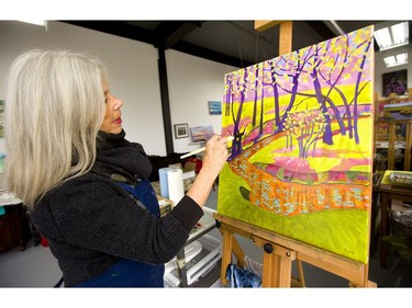 Ingrid Connidis is a London artist who shares a spacious loft studio on Adelaide Street at Princess Street with two other artists and will be opening the space to visitors during the London Artists studio tour. (Mike Hensen/The London Free Press)