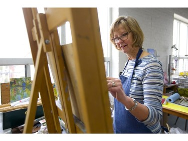 Moira Burke is a London artist who shares a spacious loft studio on Adelaide Street at Princess Street with two other artists and will be opening the space to visitors during the London Artists studio tour. (Mike Hensen/The London Free Press)