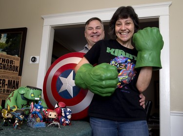 Diana Tamblyn and husband David Pasquino are pumped up to see the film Avengers: Endgame. (Derek Ruttan/The London Free Press)