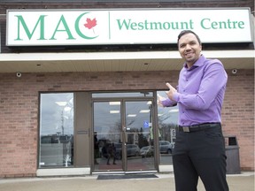 Jalal Daher, chair of the London chapter of the Muslim Association of Canada, welcomes everyone to the new MAC Westmount Centre at 312 Commissioners Rd. W. in London. (Derek Ruttan/The London Free Press)