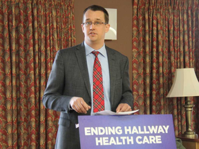 Lambton-Kent-Middlesex MPP Monte McNaughton announced on Tuesday in Strathroy the creation of 49 new long-term care beds at three facilities across Middlesex County, which he said are part of the government's efforts to end hallway medicine in Ontario. JONATHAN JUHA/THE LONDON FREE PRESS