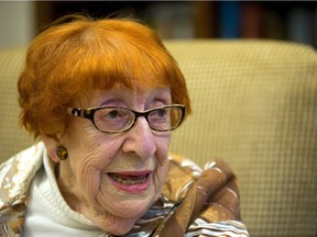 Margaret Howe, who served overseas in the Second World War and published her first book at 98, died this week at age 103. Howe was photographed in London, Ont. on Tuesday February 16, 2016, after publishing her memoir.  Mike Hensen/The London Free Press/Postmedia Network