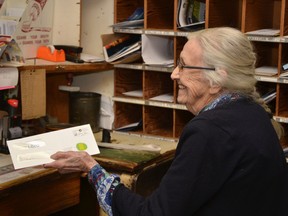 At 91, Eileen O'Krafka is still sorting mail at the Rostock post office, making her Canada's oldest postmaster. Galen Simmons/Postmedia Network