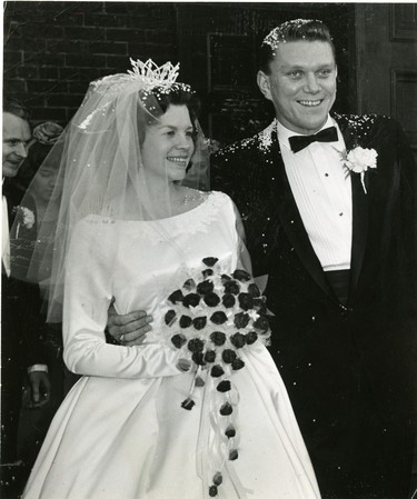 London television and radio singing star Tommy Hunter gets married in London to Shirley Brush, 1963. (London Free Press files)