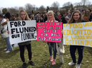 Hundreds of students walked out of A.B. Lucas high school to protest the Ford government's contentious education overhaul, part of similar marches provincewide. Photo taken on Thursday April 4, 2019. (Mike Hensen/The London Free Press)
