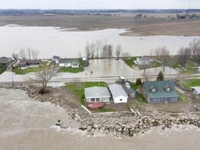Aerial views of flooded homes on Cotterie Park Rd. in Wheatley are pictured Wednesday, May 1, 2019.  (DAX MELMER/Windsor Star)