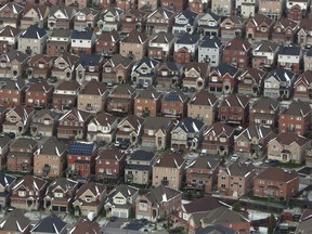 An aerial view of houses in Oshawa, Ont. is shown on Saturday, Nov. 11, 2017.