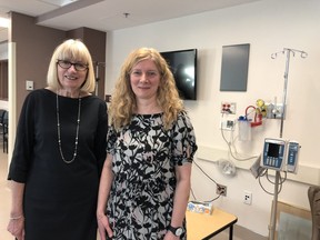 Cheril Clarson, left, pediatric endocrinologist at London Health Sciences Centres Childrens Hospital and St. Josephs Health Care London endocrinologist Tamara Spaic are studying ways to smooth the transition from pediatric care to adult programs for teens with Type 1 diabetes. (Jennifer Bieman/The London Free Press)