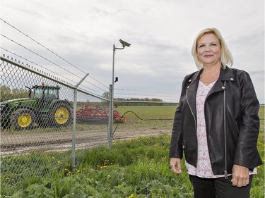 Jeannette VanderMarel, co-CEO of 48North stands at the Good Farm operation southeast of Brantford on Wednesday. With 100 acres surrounded by 8,300 feet of chain link and barbed wire fencing, 102 video cameras, infrared and vibration sensors, the farm will be one of the largest outdoor cannabis operations in Canada. The licensed producer received the green light from Health Canada on Friday to begin cultivation on its Brant County farm. (Brian Thompson/Postmedia Network)