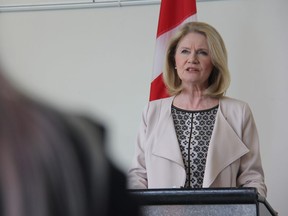 Liberal MP for London West Kate Young announced Thursday in Strathroy $1.7 million in funding to support nine women’s groups across Southwestern Ontario. (JONATHAN JUHA, The London Free Press)