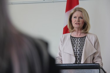 Liberal MP for London West Kate Young announced Thursday in Strathroy $1.7 million in funding to support nine women’s groups across Southwestern Ontario. (JONATHAN JUHA, The London Free Press)