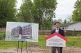 London North Centre MP Peter Fragiskatos announces $4.7 million in federal funding for an Old East Village affordable housing project on Friday. (MEGAN STACEY/The London Free Press)