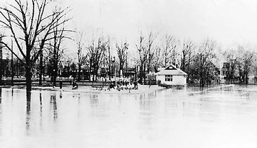 The Thames River overflowed its banks in April 1937, flooding Tecumseh Park in downtown Chatham. (Handout)
