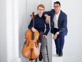 Cellist Cameron Crozman, left, and pianist Philip Chiu perform Saturday at the final Jeffery Concert at Wolf Performance Hall.