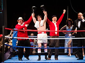 Aaron Walpole, Alex Kelly, Lee MacDougall and Company in Rocky The Musical.