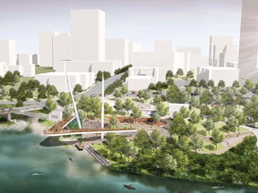 This is an aerial view of the proposed work at the forks of the Thames River for the Back to the River project. (City of London handout)