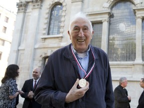 In this May 18, 2018 file photo, Canadian Jean Vanier founder of L'Arche communities poses for a photograph after he received the Templeton Prize at St Martins-in-the-Fields church in London. (AP photo)