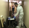 A London police investigator is seen in a white biohazard suit before entering a second-floor apartment at 165 Connaught Ave., where a body was found Monday afternoon. Samnang Kong, 38, in whose apartment the body was found, is charged with second-degree murder in the city’s third homicide of the year. Photo taken on Wednesday May 15, 2019. JONATHAN JUHA/THE LONDON FREE PRESS
