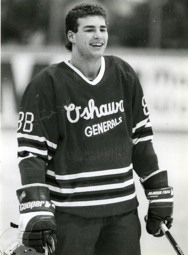 Eric Lindros, NHL hockey player from London, played for Oshawa Generals in the OHL, 1991, (London Free Press files)