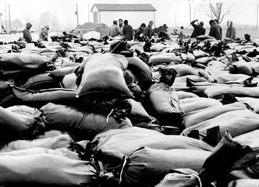 Nov.23/1973-The Ministry of Natural resources has been busy stockpiling bags of sand  for use in emergency shoreline protection in both Essex and Kent counties. The ministry has provided 75,000 bags of sand which have been stockpilid in Blenheim, harrow and Belle River.(Windsor Star-File)