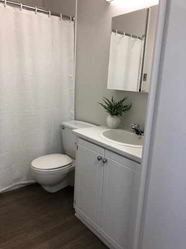 Bathroom cabinetry was among the many updates at Chelsey Park Retirement Residence and residents “love the new walk-in showers: so safe, spacious and clean,” says marketing manager Amanda Moreira.