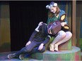Jacob Okazaki and Meagan Foster play a scene from Original Kids Theatre Company's production of Midsummer Night's Dream in London on Wednesday. (Derek Ruttan/The London Free Press)