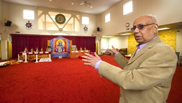 Dr. Mohan Merchea shows off the main room of the Hindu Cultural Centre in London, Ont. on Monday. Merchea is spearheading an expansion to their centre on Charterhouse Crescent in east London that will double their space as well as add accessiblity with an elevator. (Mike Hensen/The London Free Press)