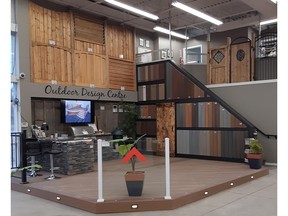 The showroom at Copp’s Buildall Outdoor Design Centre in London shows the variety of options in fence and deck construction available to homeowners.