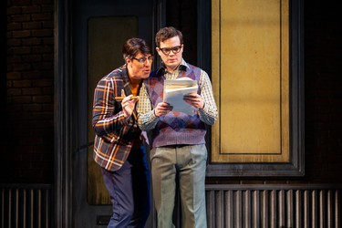 Dan Chameroy (left) as Skip Snip and André Morin as Seymour Krelborn in Little Shop of Horrors.