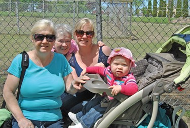 For these four generations, Mitchell was a newly-discovered gem during the when the Shunpiker Mystery Tour, from London, came to Mitchell Lions Park last Sunday, May 13, 2012. Clockwise from left: grandma Wendy Grayson, great-grandma Marlene Graham, mom Cindy Thomas and Olivia Thomas smile for the camera during a gorgeous Mothers Day at the park. (London Free Press)