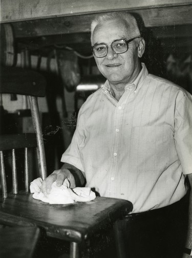 Maurice Bossy, spends his spare time refinishing antiques in his workshop; former Kent MPP, 1991. (London Free Press files)