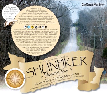 Cover  of 2017 Mother's Day, Shunpiker Mystery Tour, special section. (London Free Press files, Weldon Archives)