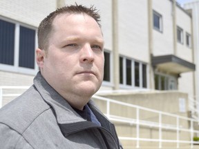 OPSEU Local 128 president Joel Bissonnette stands outside the Sarnia jail where three inmates and two corrections officers were exposed to fentanyl last week, sending all to hospital. Now he and others are calling for the province to better equip jails with the security needed to prevent the deadly drugs from getting into Ontario facilities.