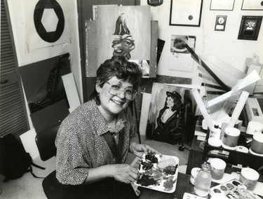 Val Cheyne, studying to become an artist at Fanshawe College, 1990. (London Free Press files)