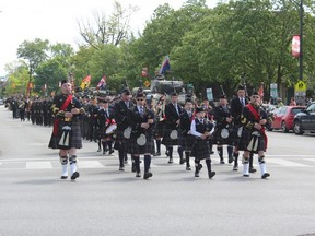 London celebrated the 75th anniversary of the Allied invasion of Normandy, known as D-Day, a few days early with a parade from the Delta Armouries to the Holy Roller tank in Victoria Park on Sunday morning. (MEGAN STACEY/The London Free Press)