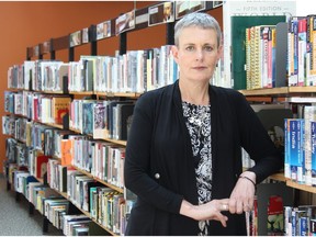 Heather Robinson, St. Thomas Public Library's chief executive, says that library will hold off rejoining the regional inter-library loan service as they look at the costs in the wake of provincial budget cuts. (JONATHAN JUHA, The London Free Press)