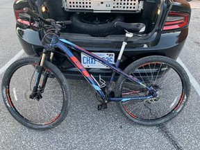 Chatham-Kent police provided a photo of a bicycle left behind by a suspect wanted for using bear spray to try to steal a laptop computer early Tuesday in Chatham.