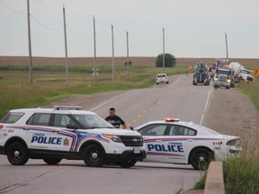 London police have closed Highbury Avenue between Westminster and Dingman drives, following a Thursday morning collision between a vehicle and a cement truck. JONATHAN JUHA/THE LONDON FREE PRESS