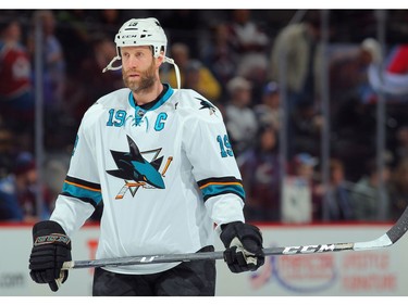 Joe Thornton #19 of the San Jose Sharks warms up prior to facing the Colorado Avalanche at Pepsi Center on January 4, 2014 in Denver, Colorado.