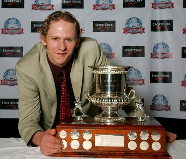 London Knight's Corey Perry was awarded the OHL Player of the Year by Dave Branch,president of the OHL today at a press conference at the John Labatt Centre.