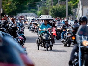 Thousands of bikers and motorcycle enthusiasts crowd the streets of Port Dover, Ontario, for the Friday the 13th gathering  on July 13 2018. (GEOFF ROBINS/AFP/Getty Images)