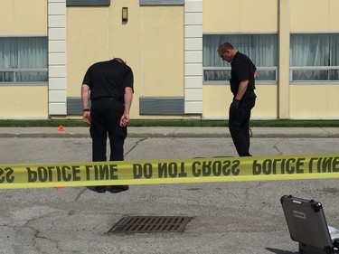 London police probe a shooting at the Ramada Inn on Exeter Road. Photo taken Monday June 17, 2019. Dale Carruthers / The London Free Press